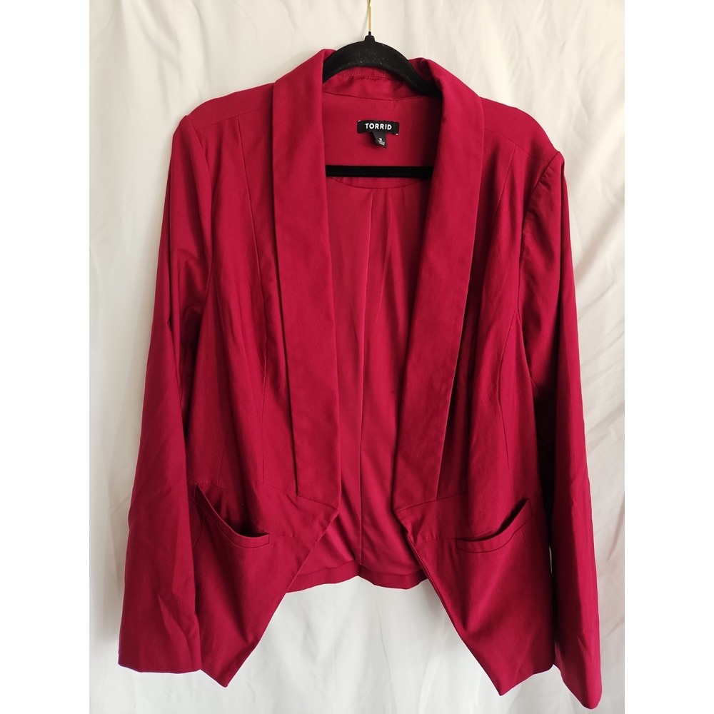 Torrid Womens Size 2 2X Raspberry Blazer Rayon Blend Plus Size Jacket
